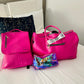 Fly444 Luxe Voyager: 2-Piece Blush & Crocodile-Embossed Luggage Set with USB Charging Port